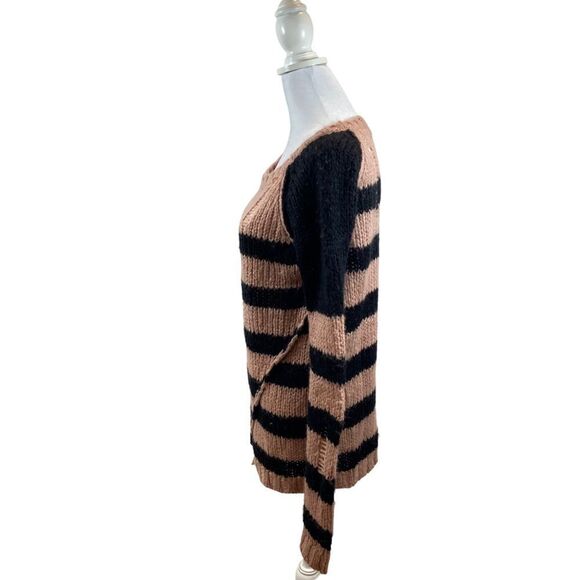 Pam & Gela Distressed Striped Asymmetrical Hem Sweater Small Wool Blend - Picture 11 of 12